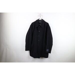 Vintage 90s Streetwear Mens 46L Wool Full Button Collared Overcoat Jacket Gray